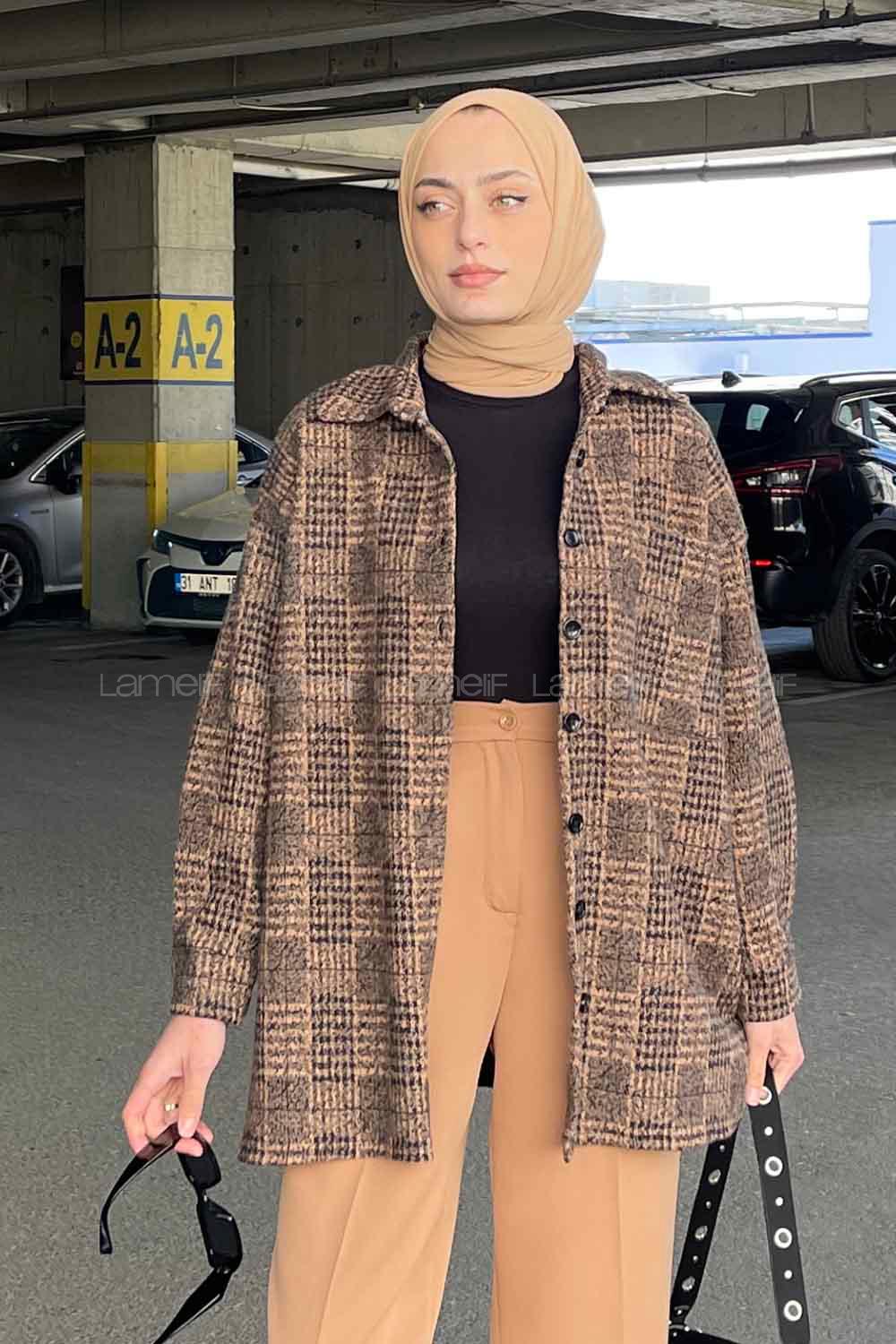 Lamelif Kareli Oduncu Gömlek Kahve