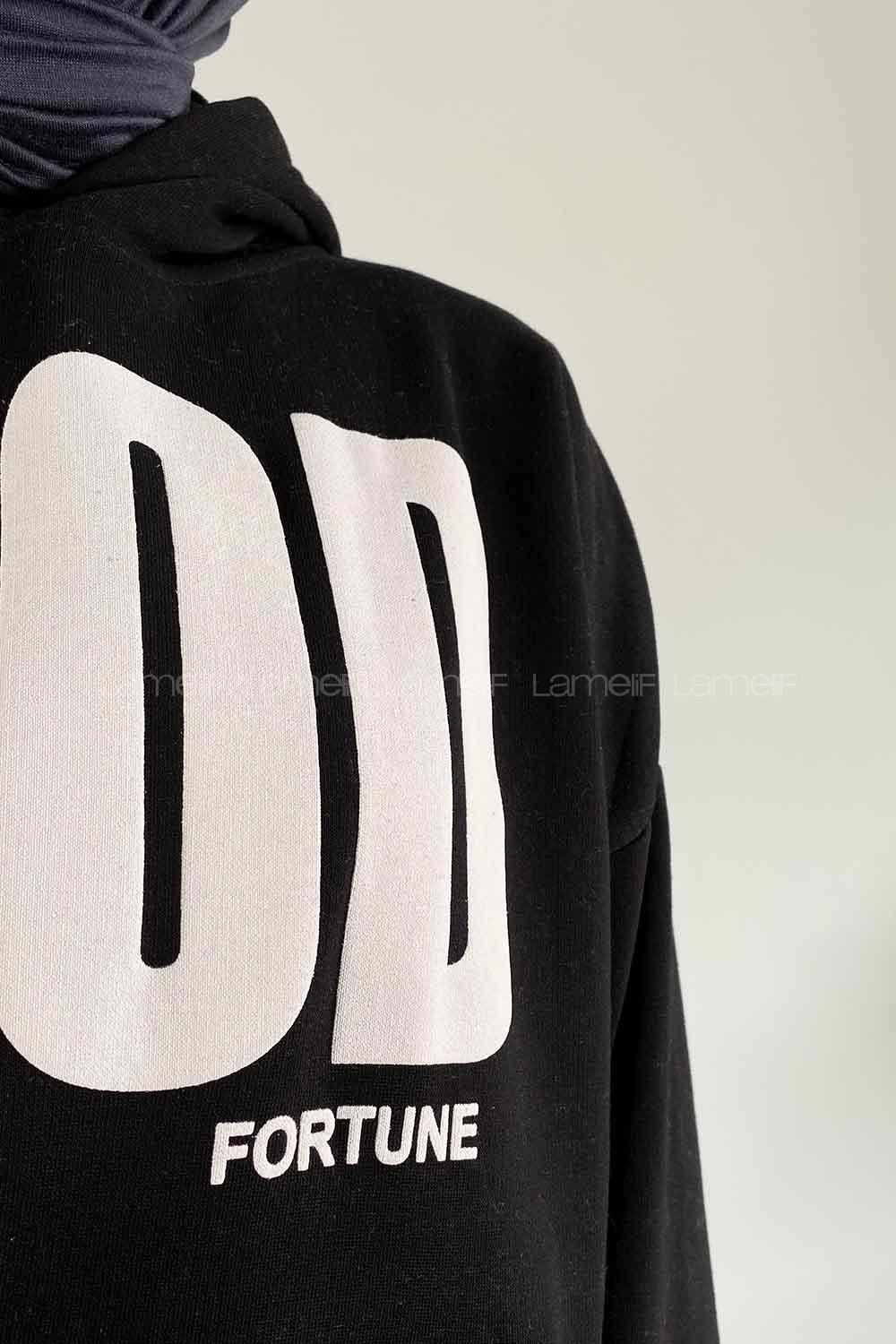 Lamelif Good Baskılı Sweathirt  Siyah