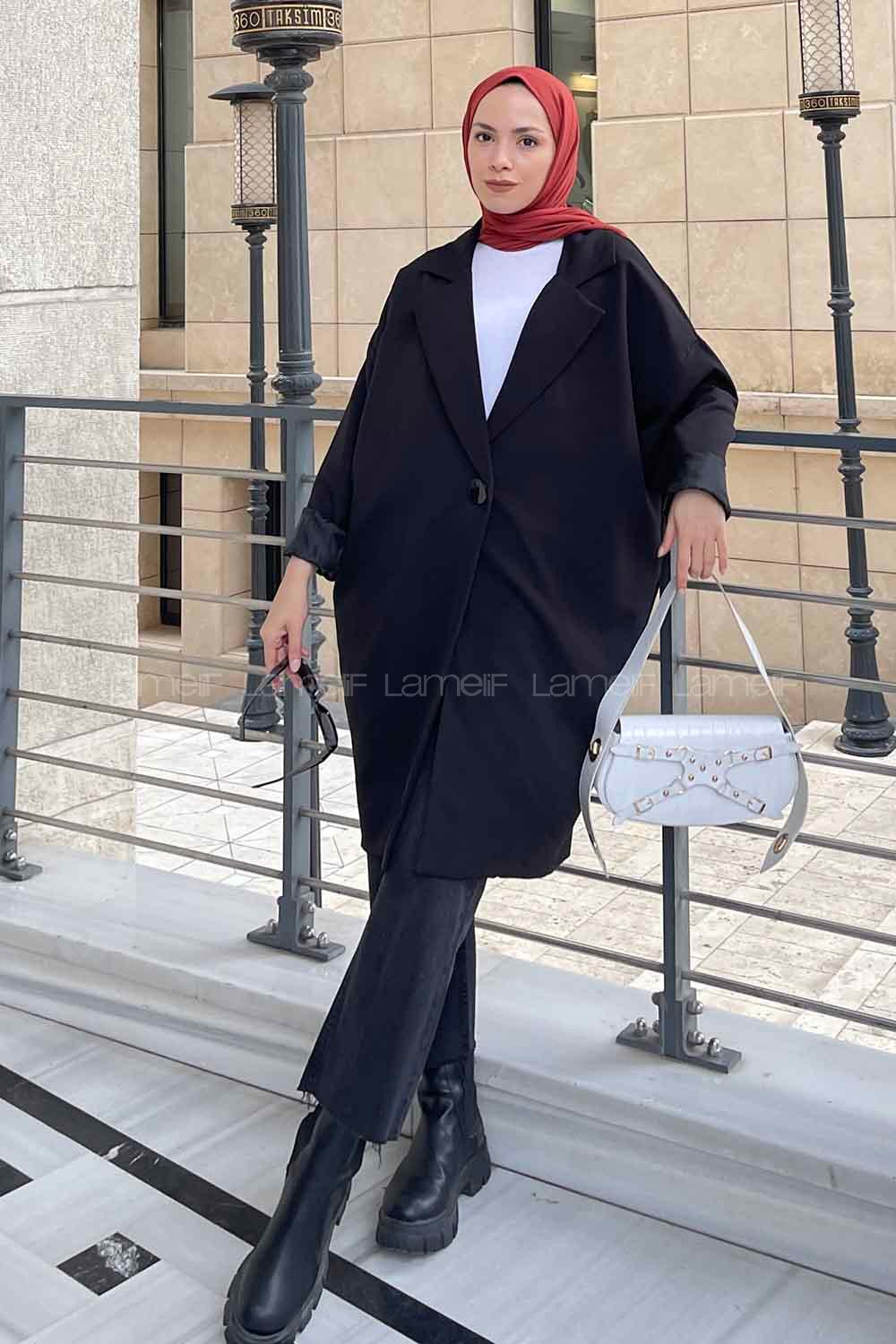 Lamelif Owen Düğme detaylı  Ceket Siyah