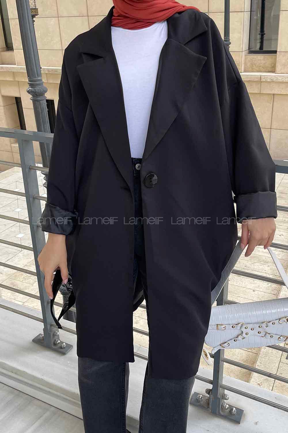 Lamelif Owen Düğme detaylı  Ceket Siyah