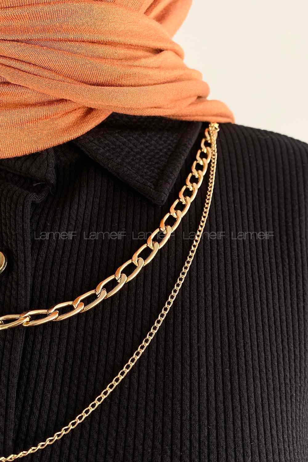 Black Shirt Collar Long Arm With Necklace Cotton Cotton Fabric Comfortable Suit