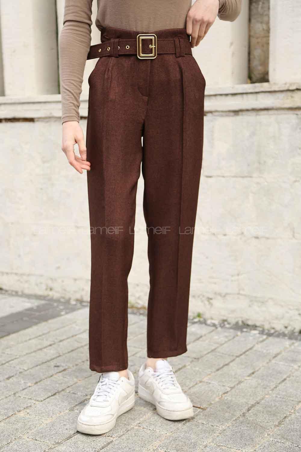 Bitter Brown Linen High Waist Linen Pants