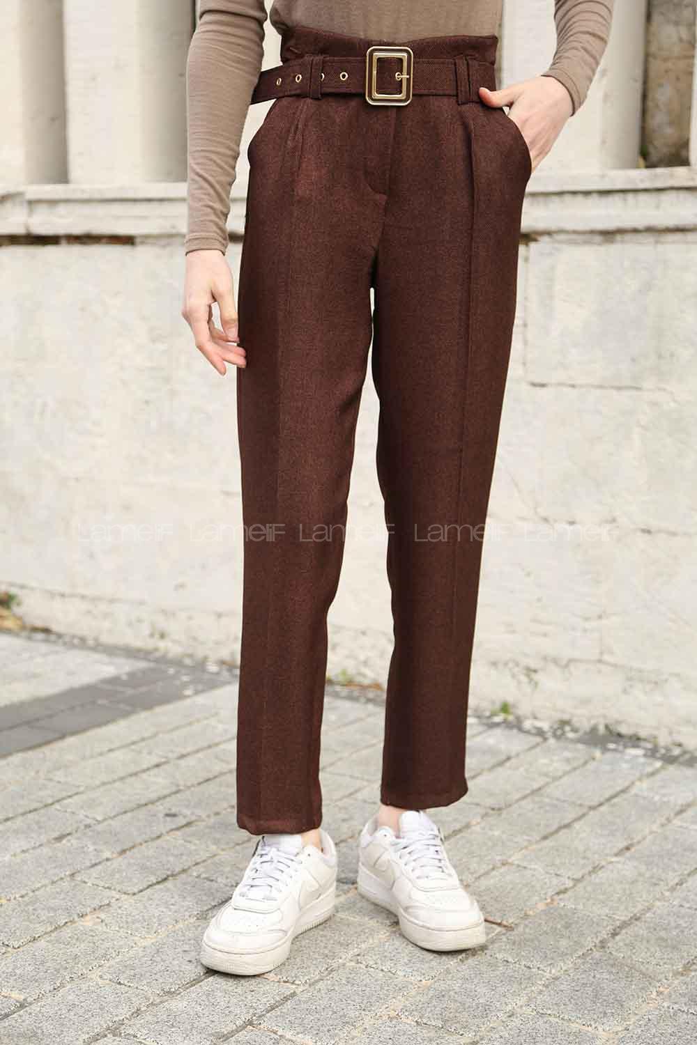 Bitter Brown Linen High Waist Linen Pants