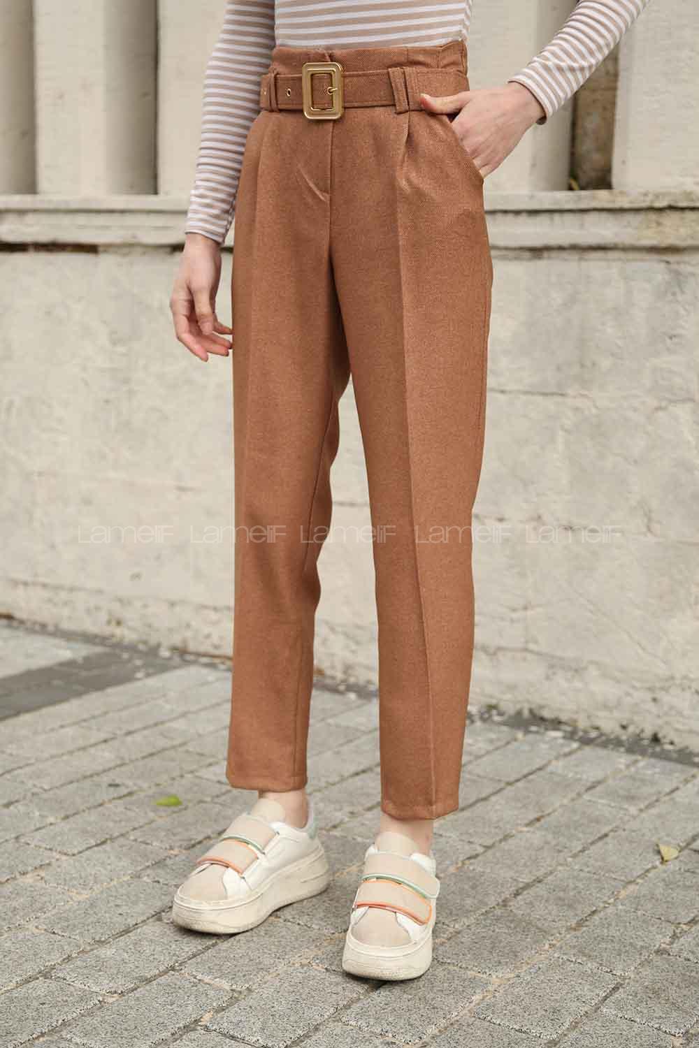 Brown With Milk Linen High Waist Linen Pants