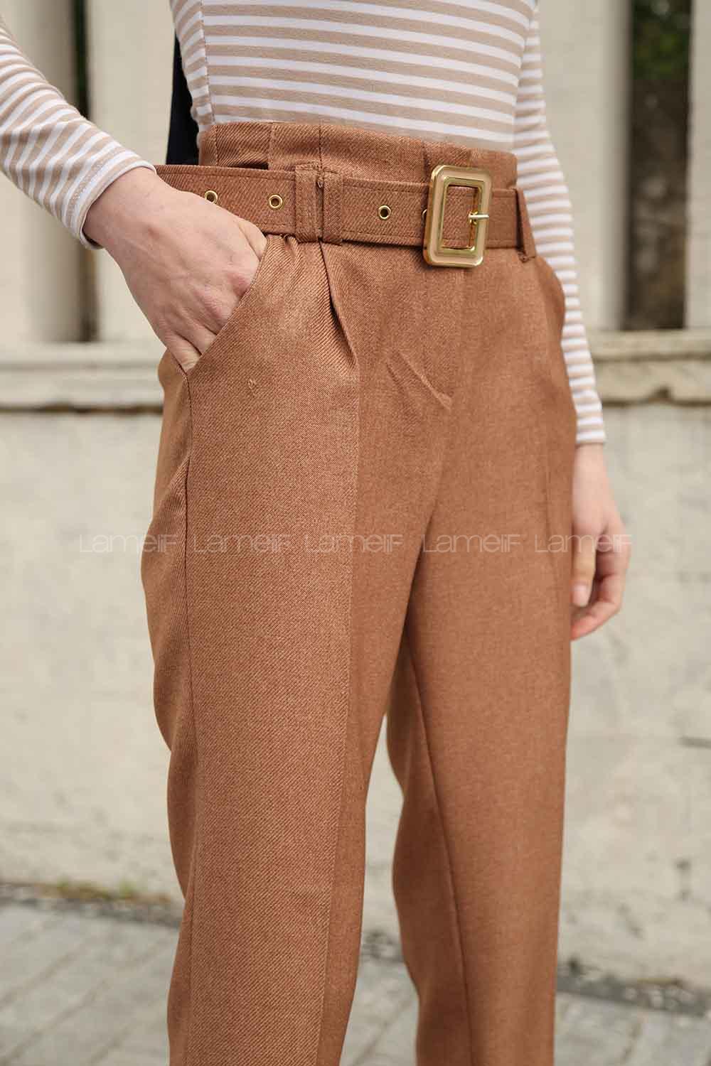 Brown With Milk Linen High Waist Linen Pants