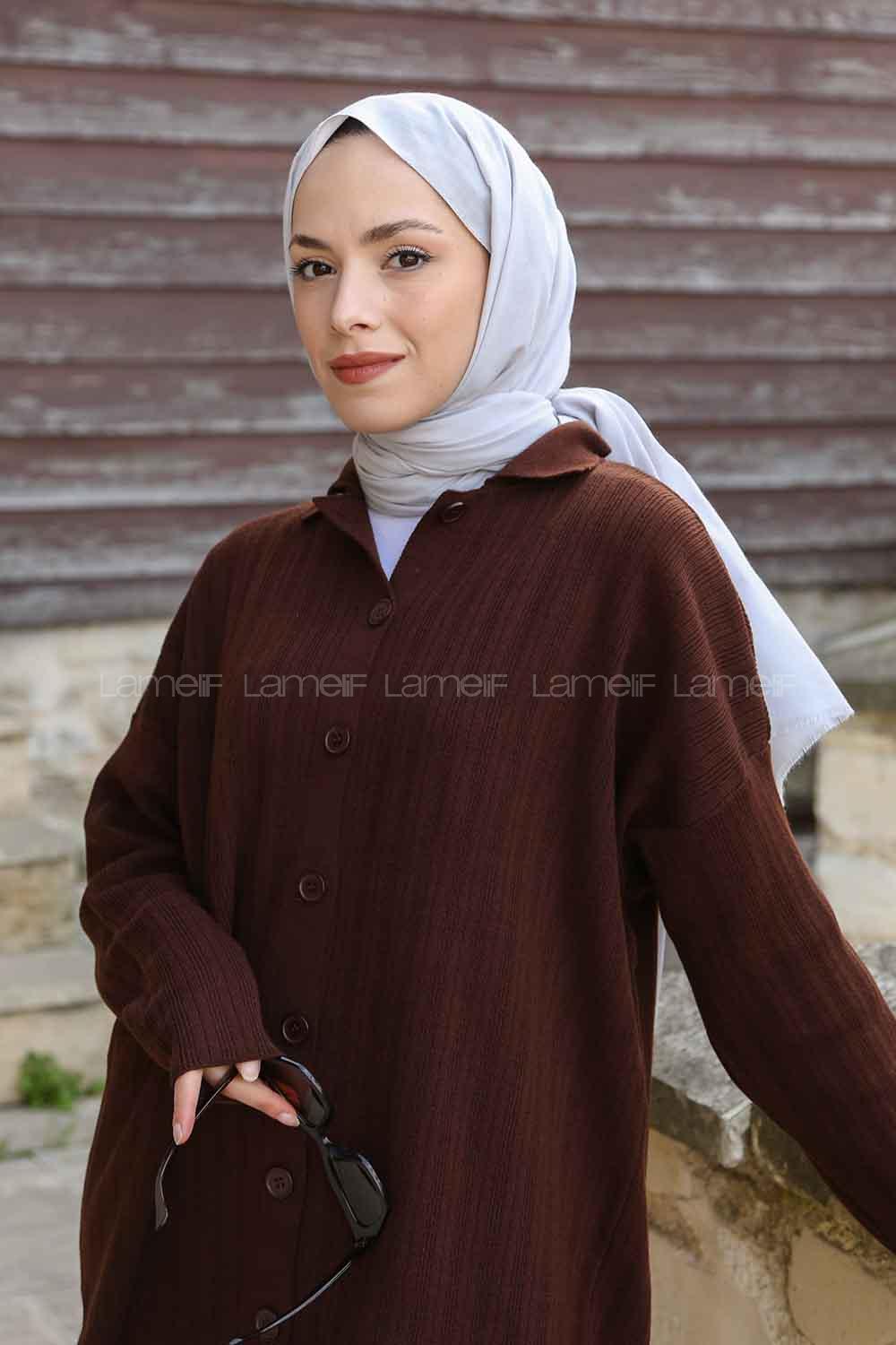 Lamelif Açık Gri Keten Şal