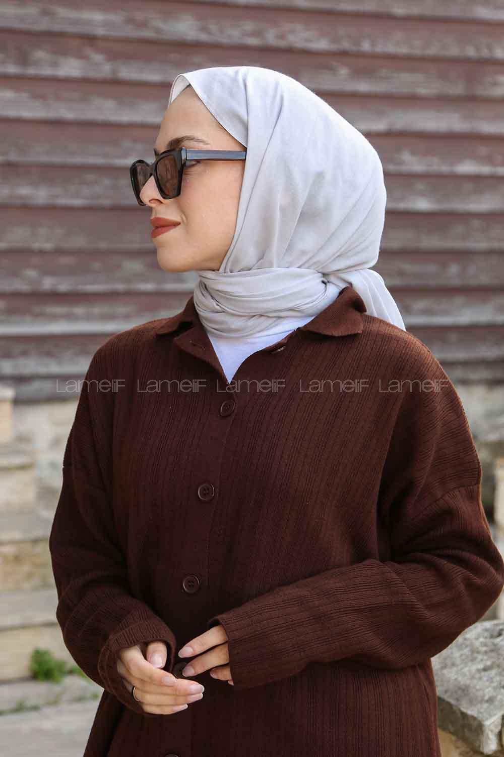 Lamelif Açık Gri Keten Şal