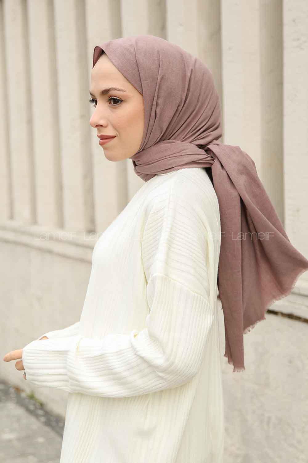 Lamelif Keten Şal Pudra