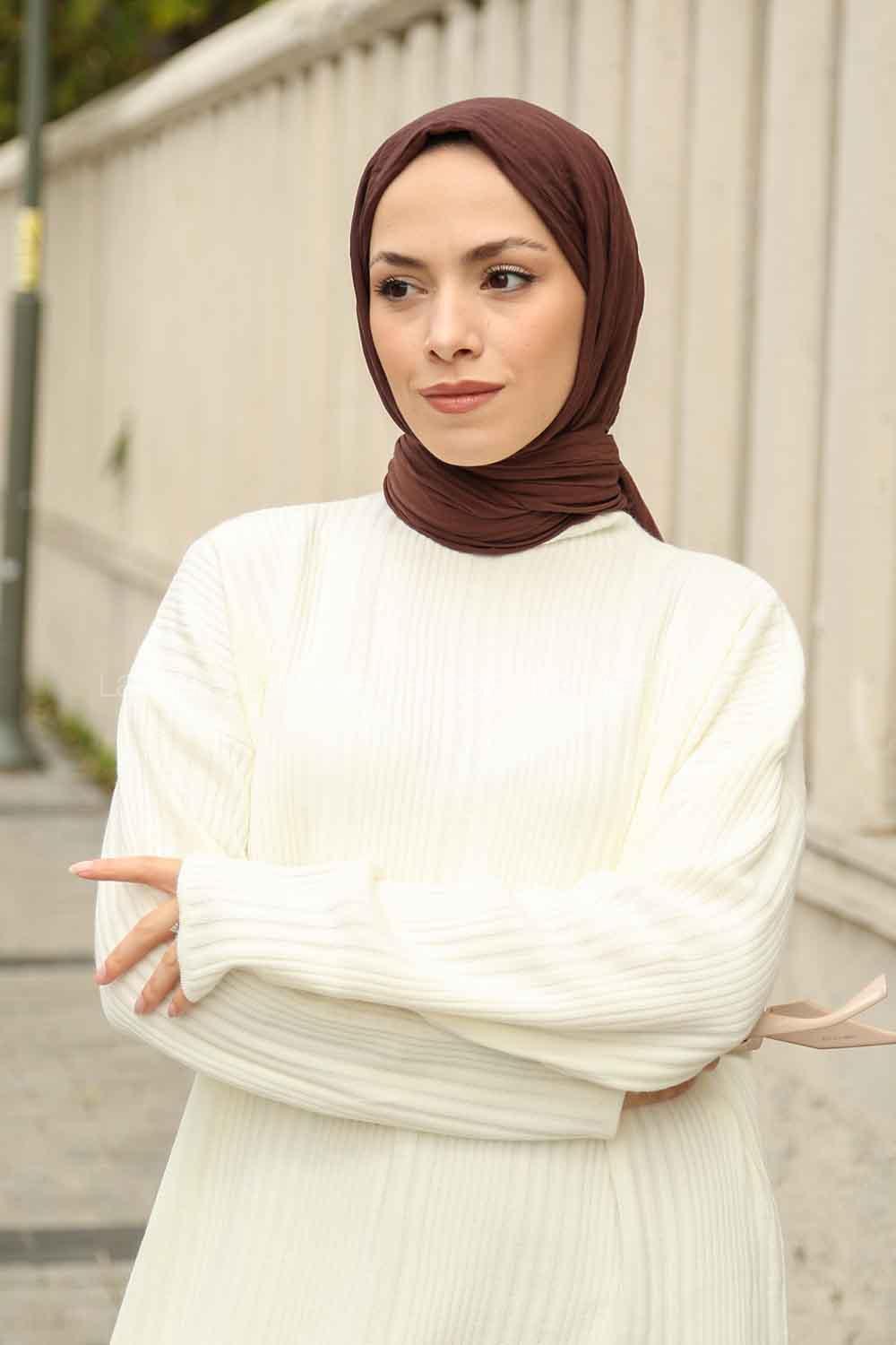 Lamelif Soft Touch Şal Tozlu Kahve