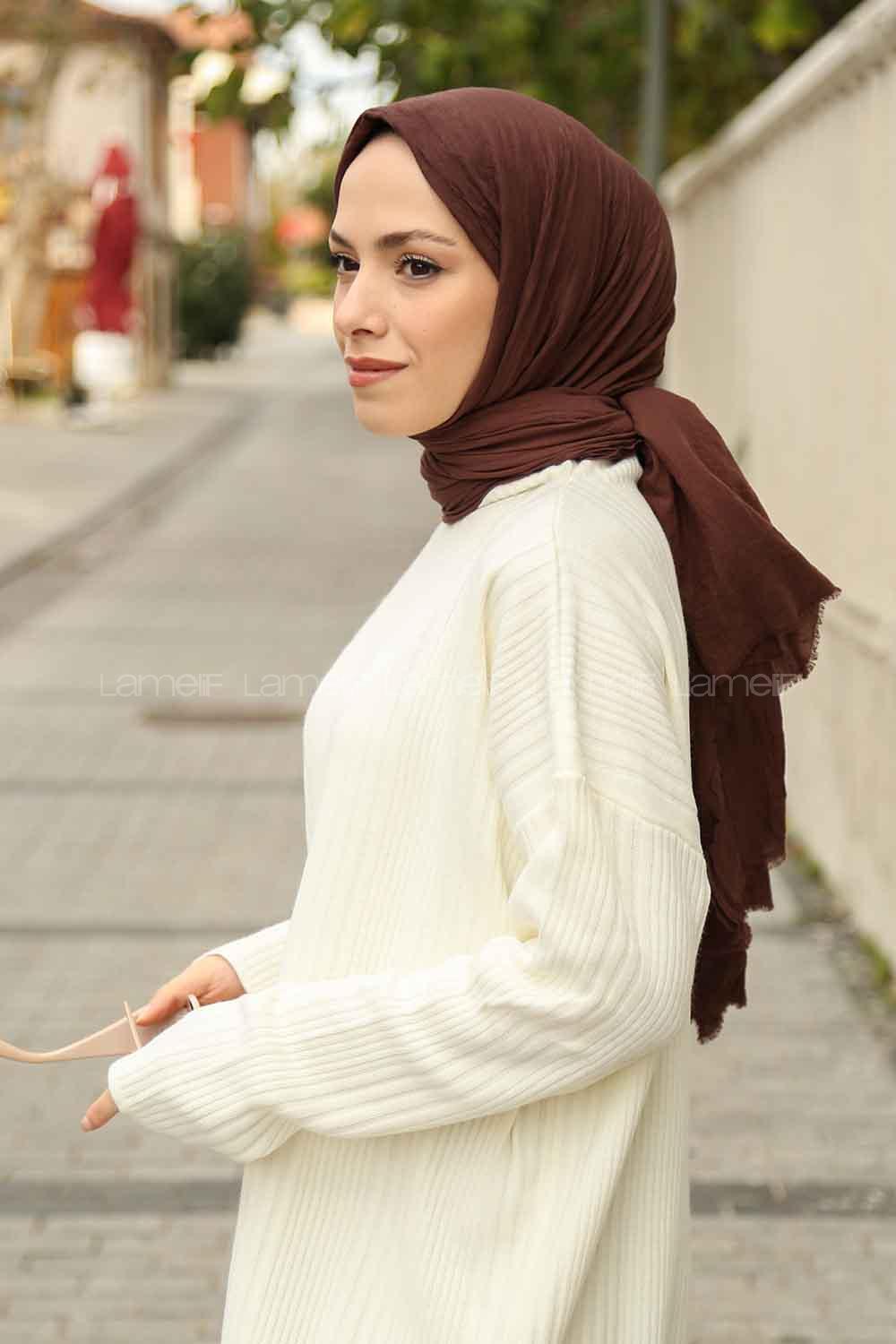 Lamelif Soft Touch Şal Tozlu Kahve