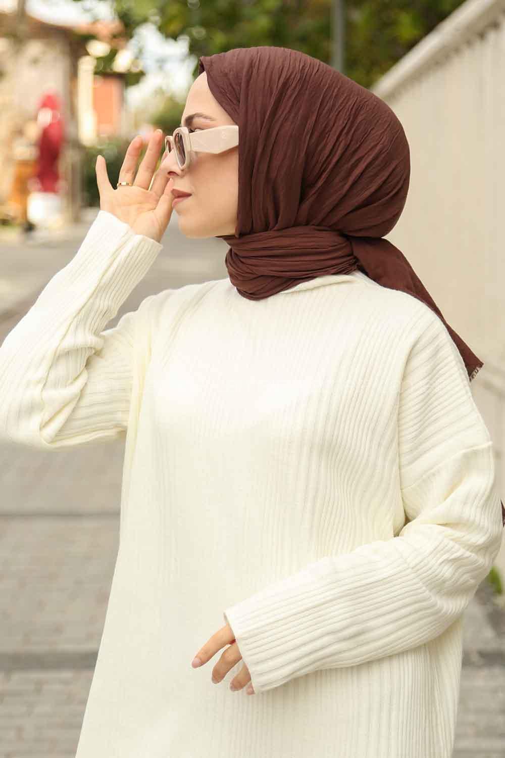 Lamelif Soft Touch Şal Tozlu Kahve