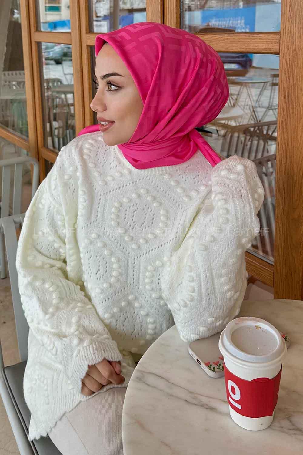 Lamelif F Desen Jakar Eşarp Fuşya