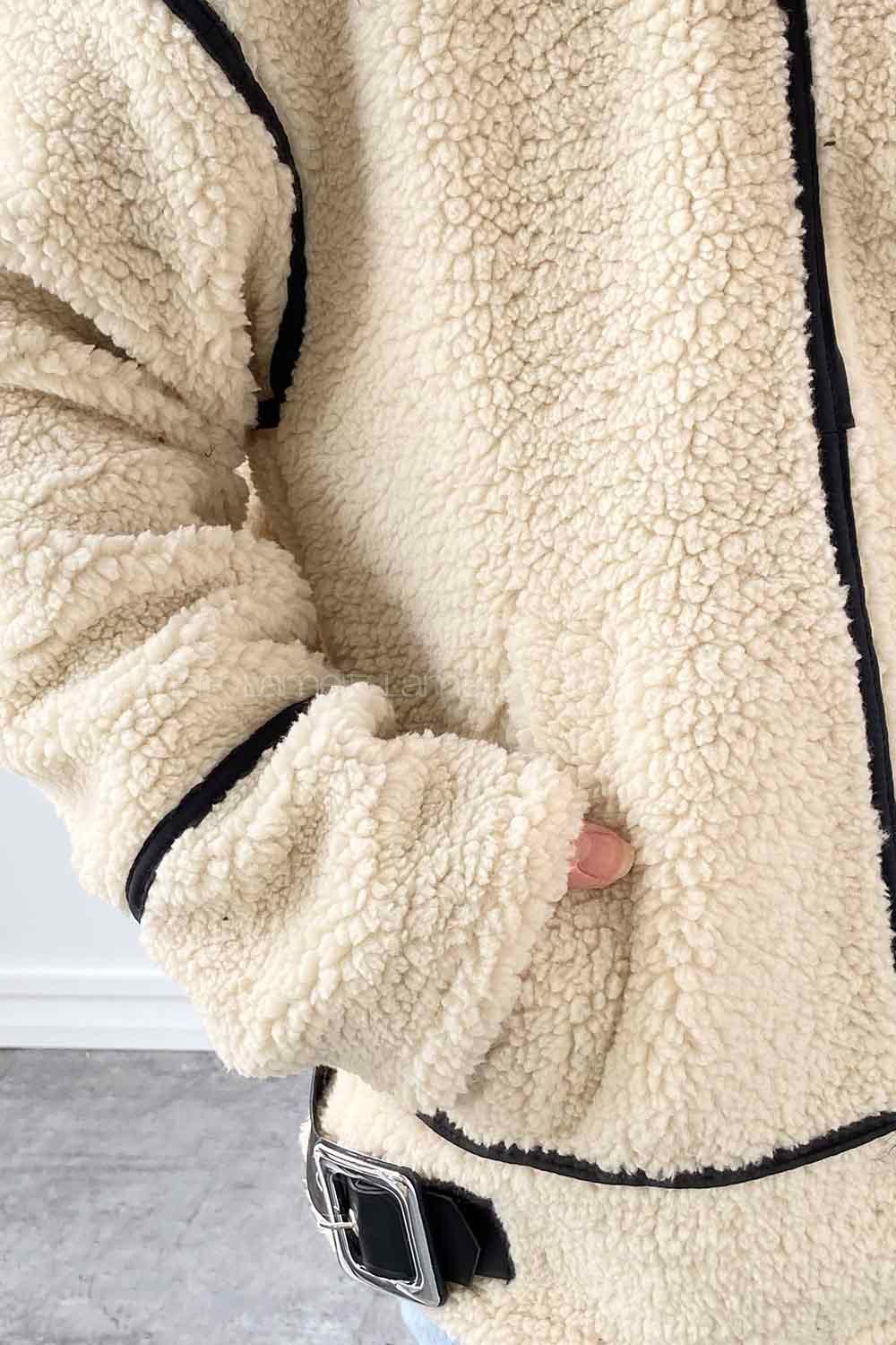 Lamelif Deri ve Kürk Detaylı Dara Mont Taş Rengi