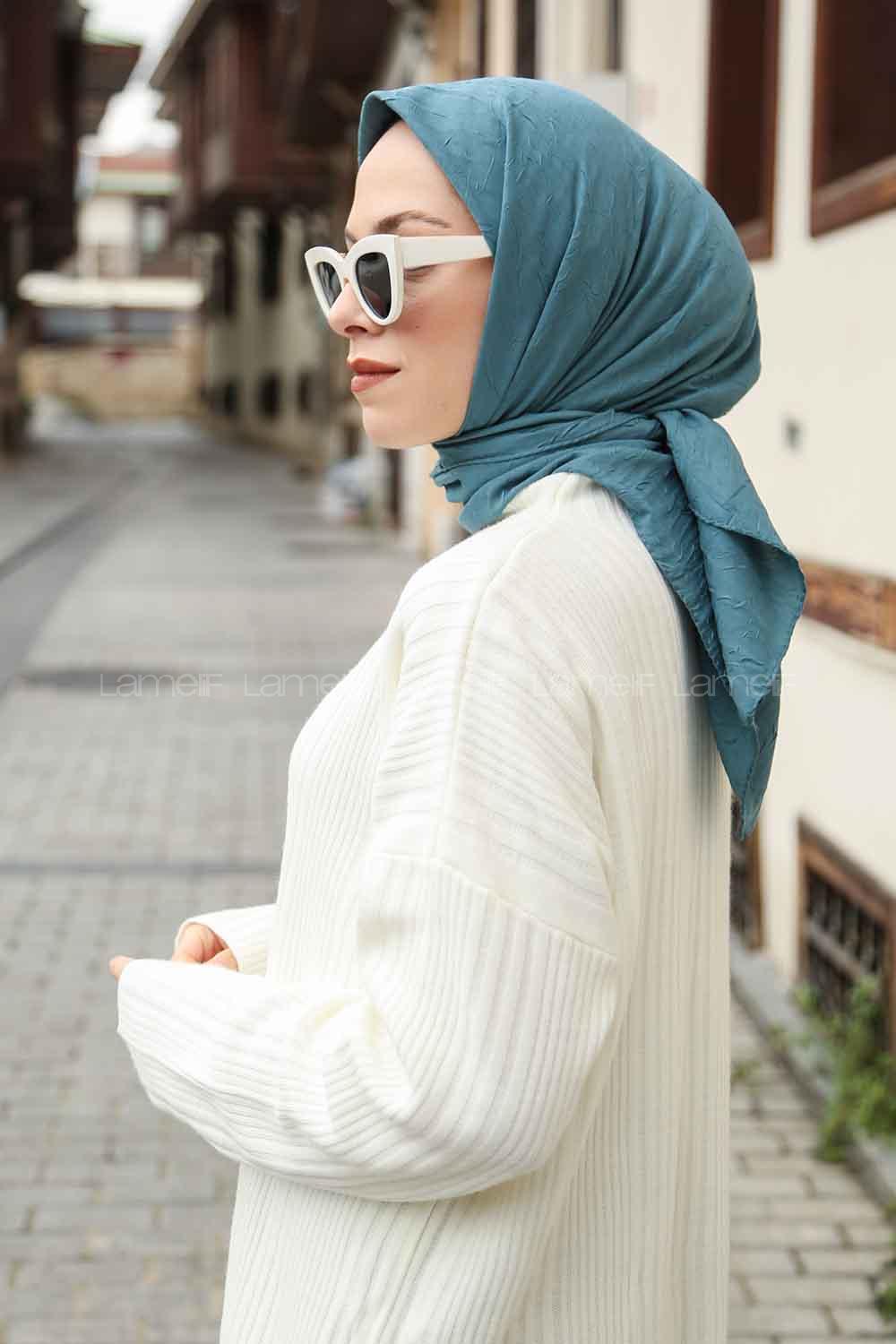 Lamelif Bambu Eşarp Petrol Mavi