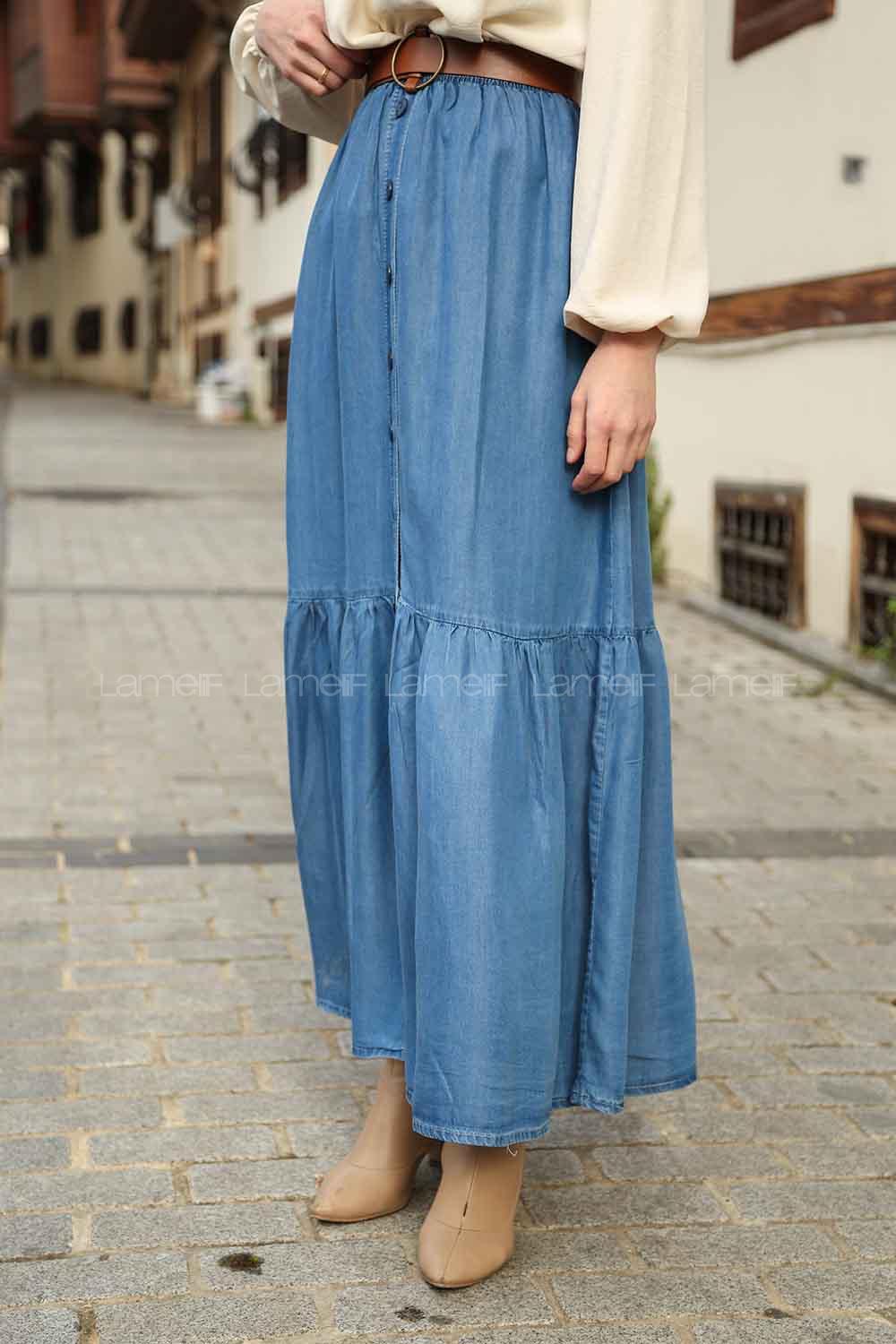 Lamelif Kot Etek Açık Mavi