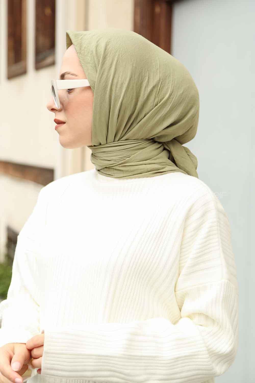 Water Green Cotton Fabric Straight Scarf