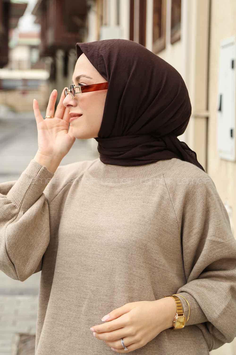 Lamelif Comfort Pamuk Eşarp Bitter Kahve