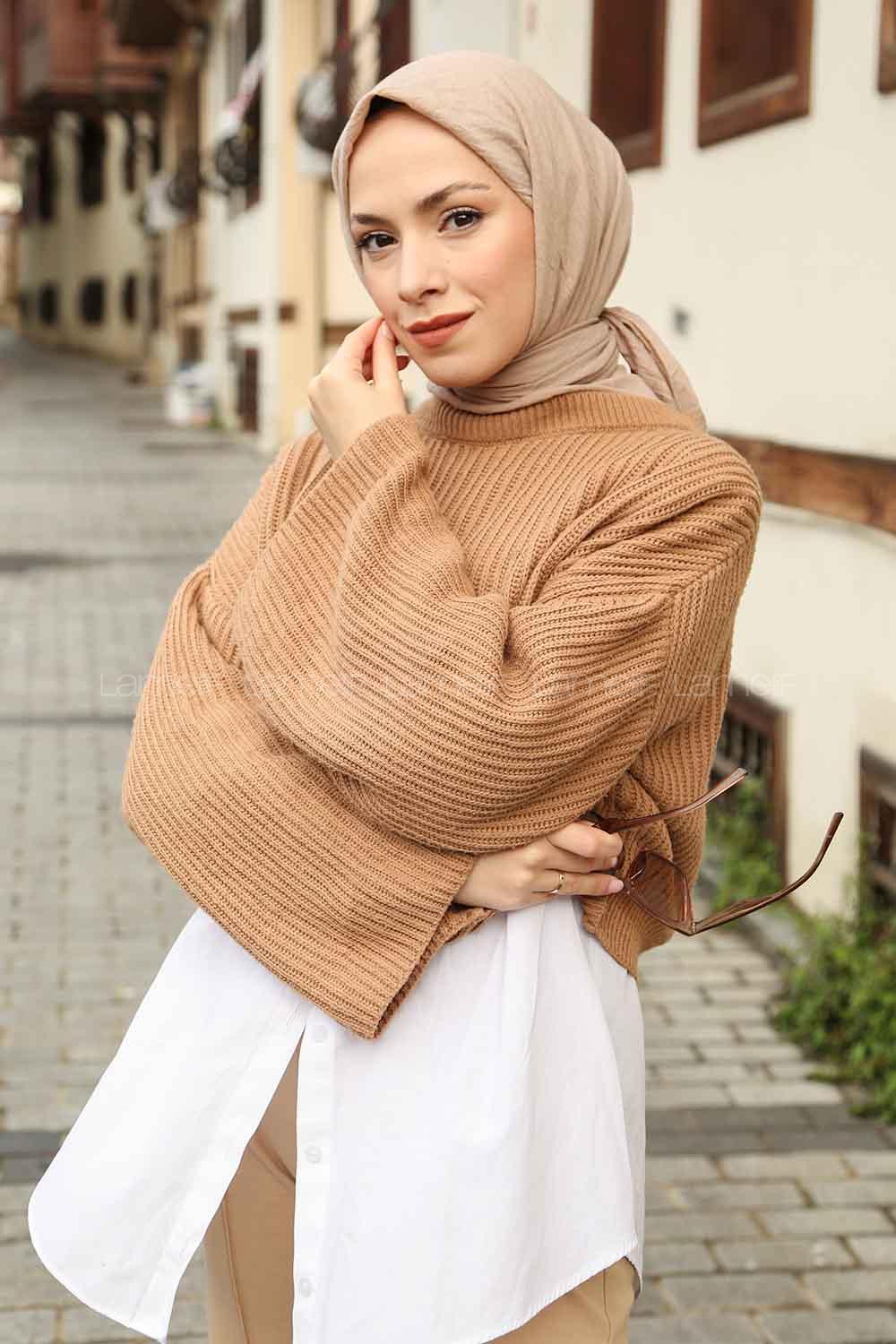 Lamelif Comfort Pamuk Eşarp Koyu vizon