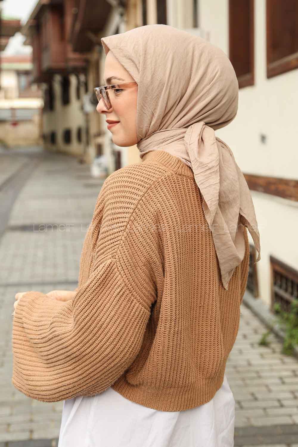 Lamelif Comfort Pamuk Eşarp Koyu vizon