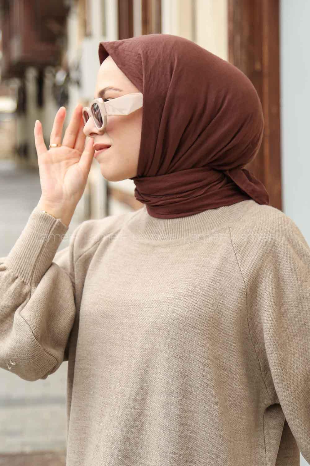 Lamelif Soft Touch Eşarp Tozlu Kahve