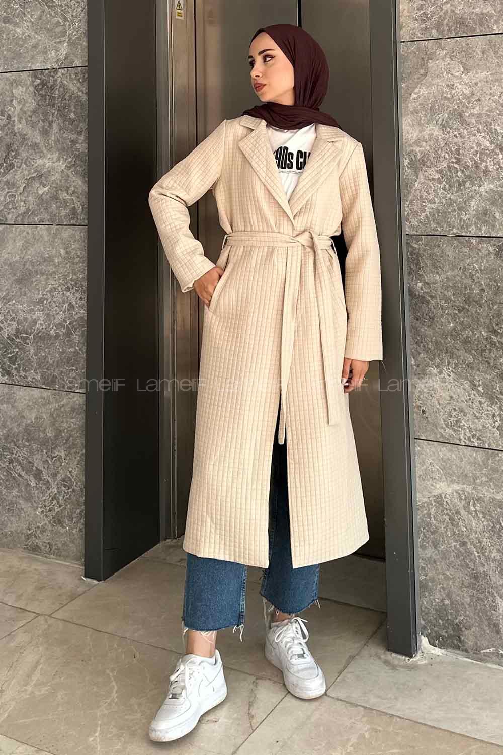 Beige Normal Neck Long Arm Coat
