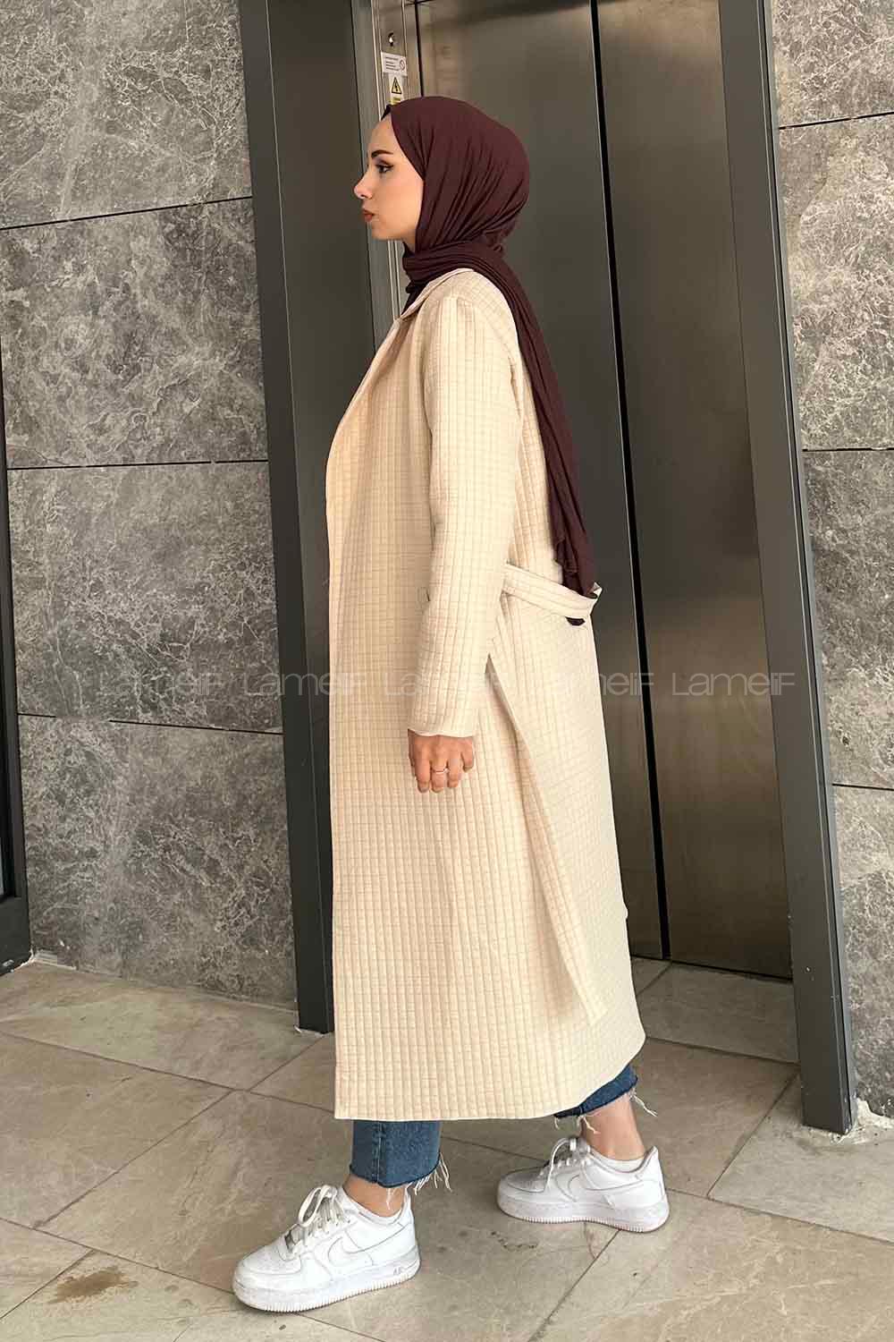 Beige Normal Neck Long Arm Coat
