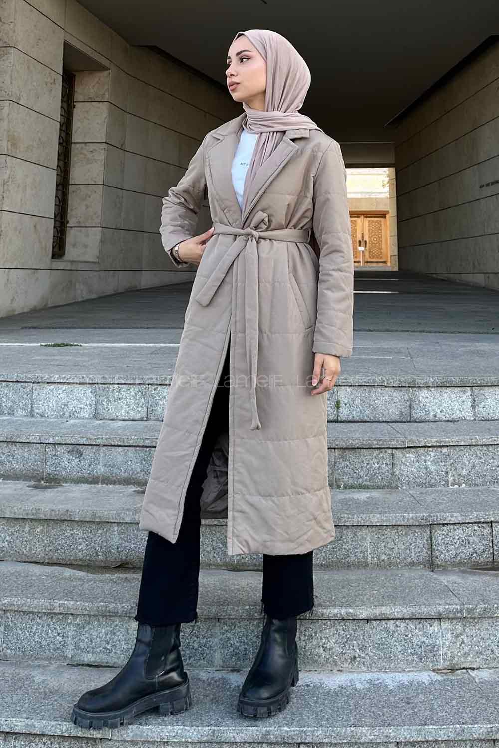 Lamelif Kuşak Bağlamalı Mont Toprak