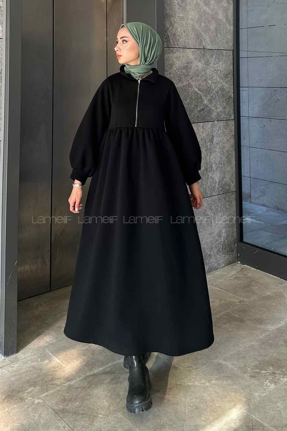 Black Shirt Collar Cotton Fabric Dresess