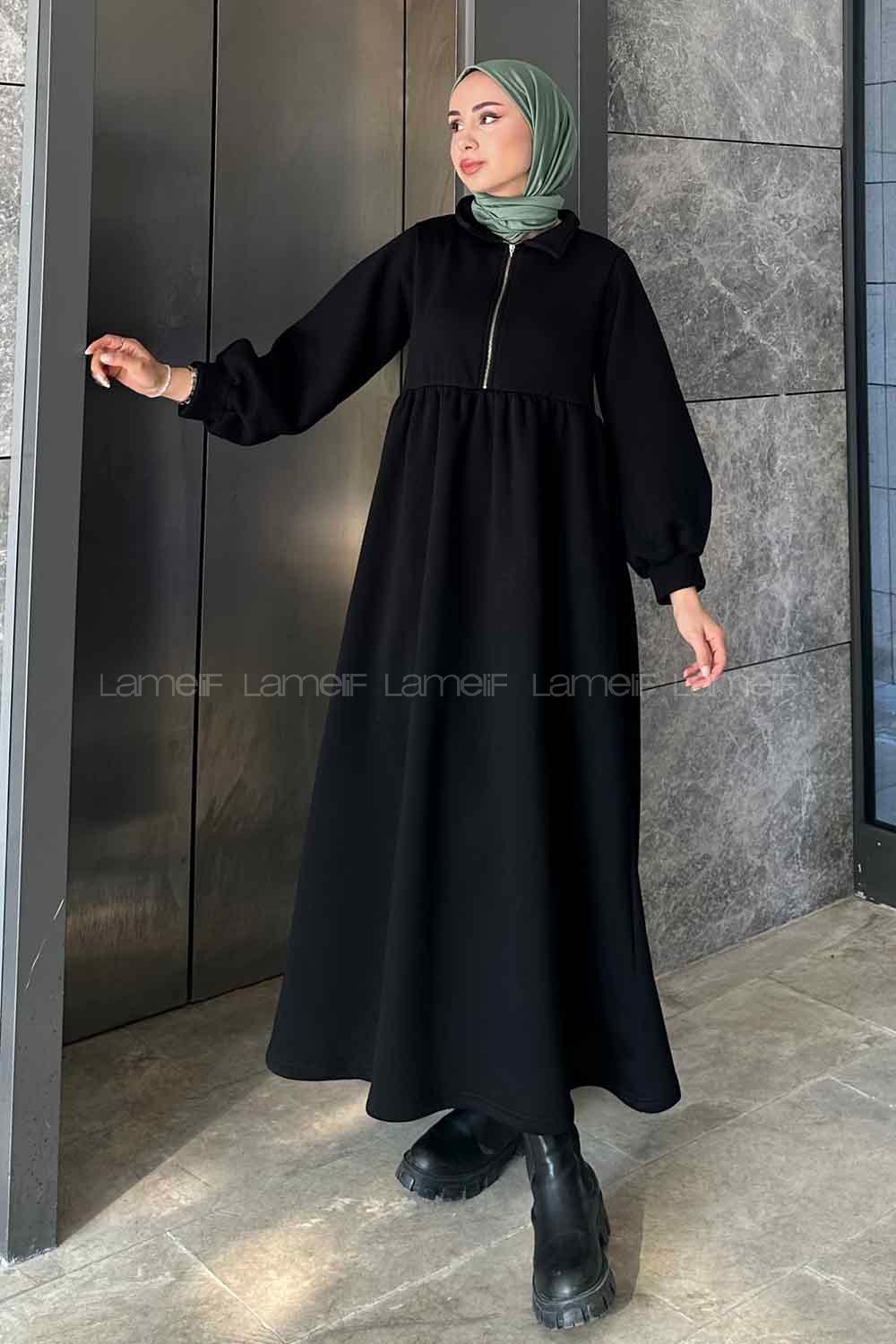 Black Shirt Collar Cotton Fabric Dresess