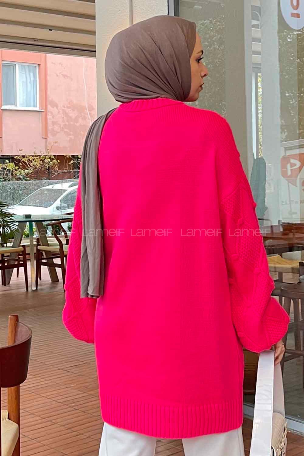 Candy Pink Crew Neck Knitwear Tunic