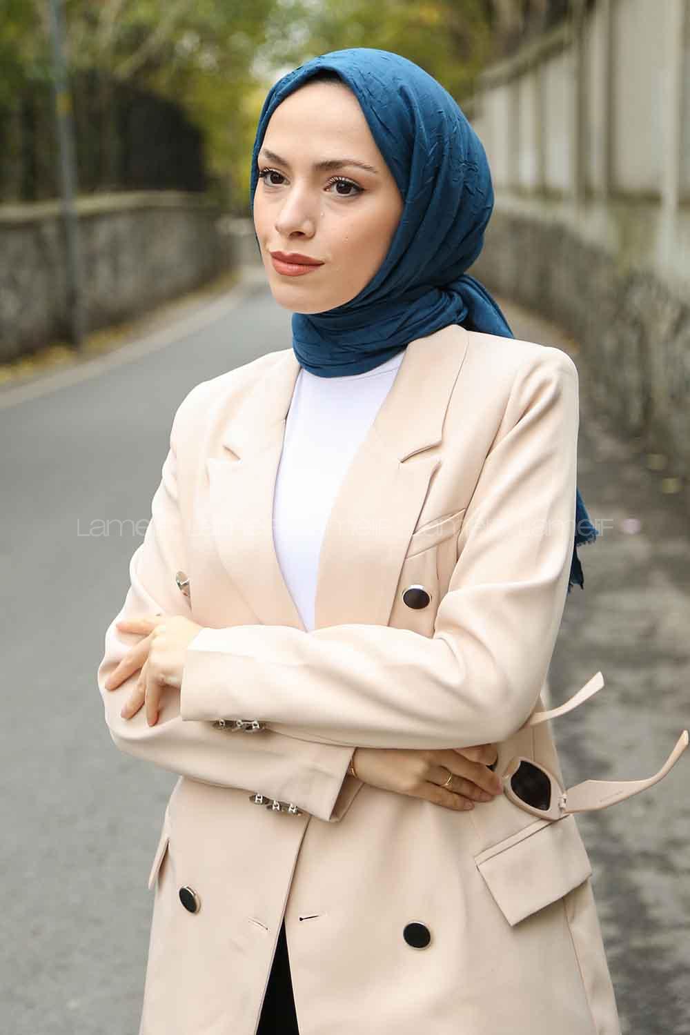 Lamelif Bambu Şal Petrol Mavisi