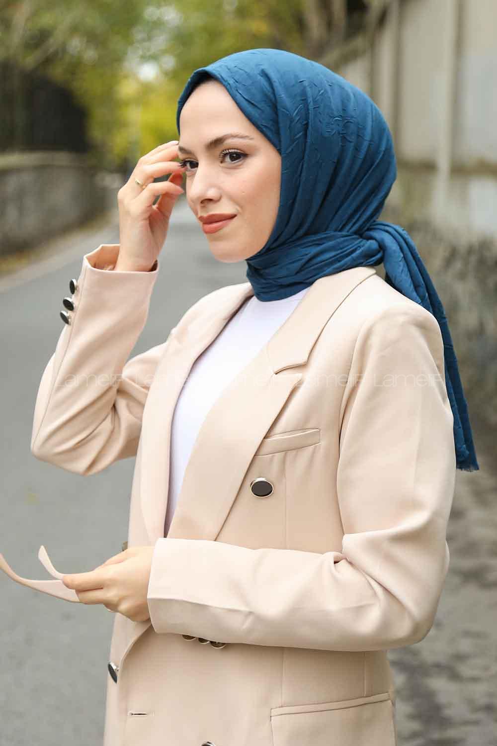 Lamelif Bambu Şal Petrol Mavisi