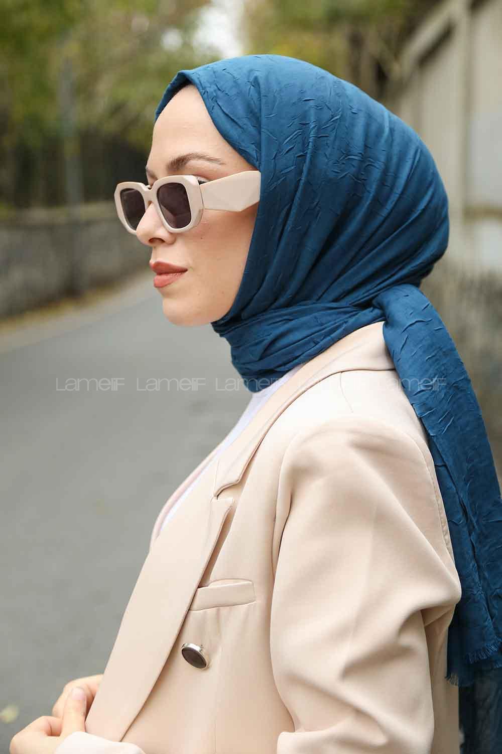 Lamelif Bambu Şal Petrol Mavisi