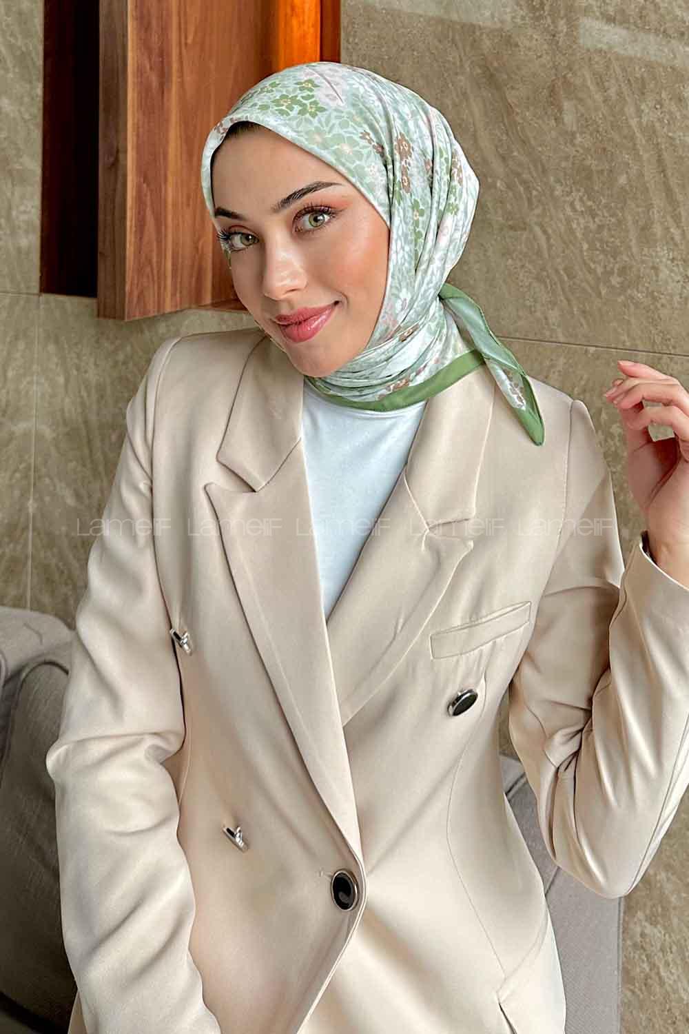 Camouflage Green Cotton Fabric Straight Scarf