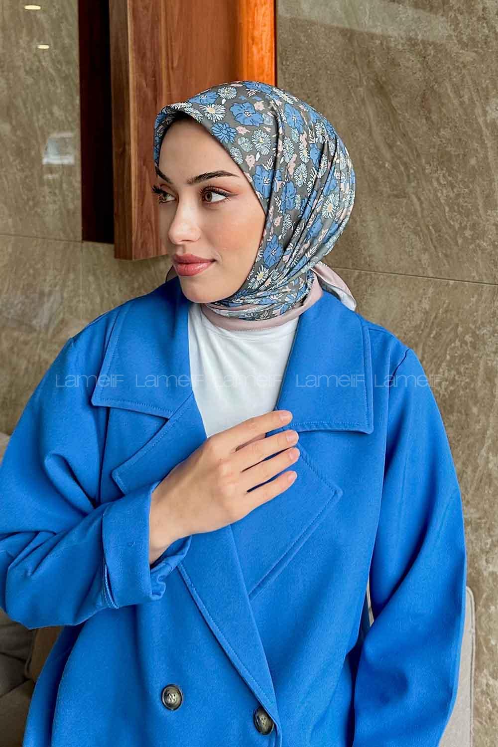 Lamelif Garden Desen Soft Eşarp Serisi Soft Kahve