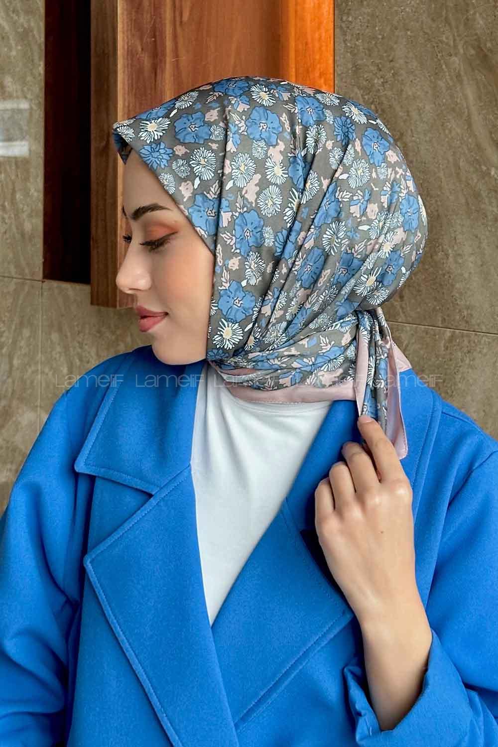 Lamelif Garden Desen Soft Eşarp Serisi Soft Kahve