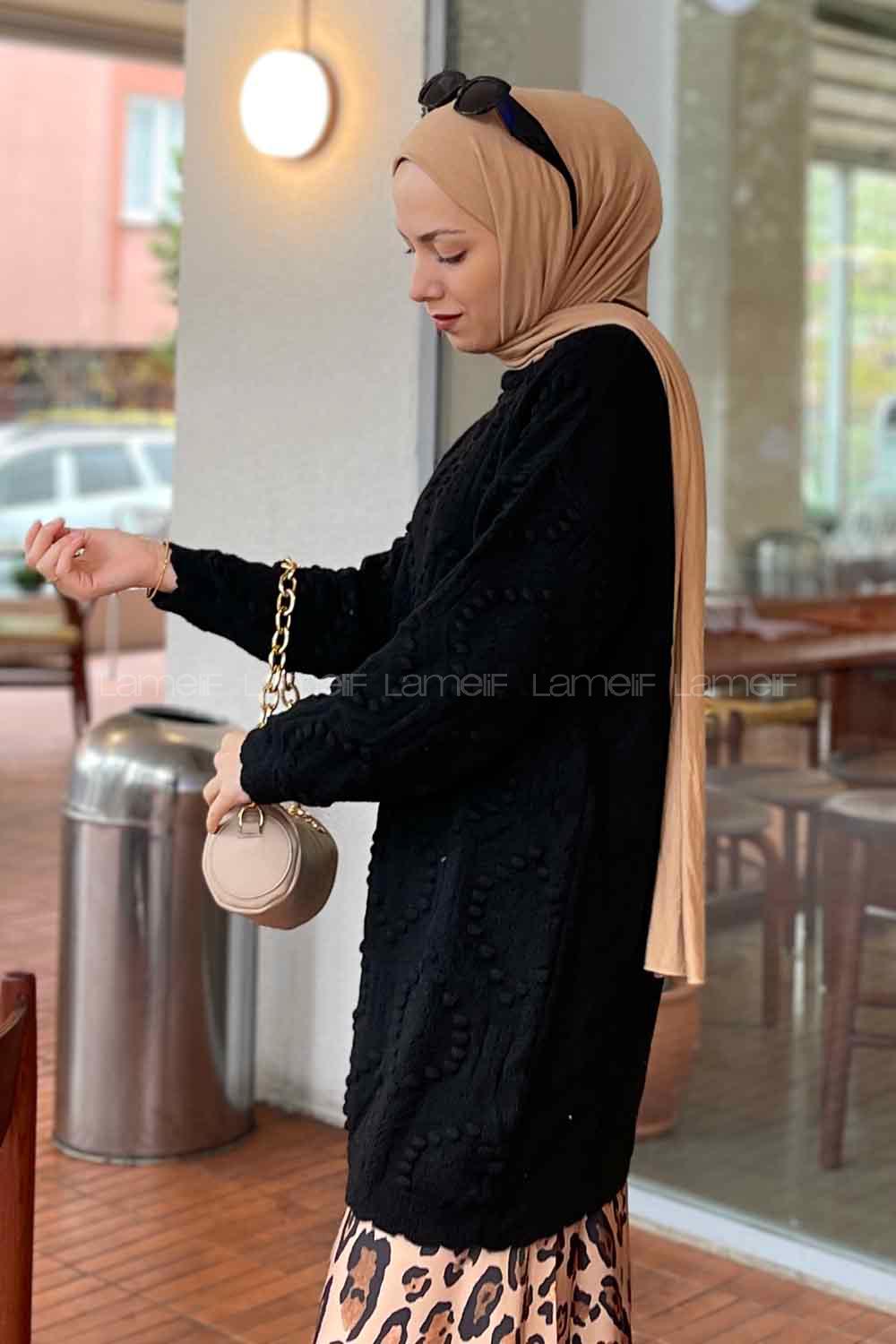 Black Medium Crew Neck Knitwear Tunic