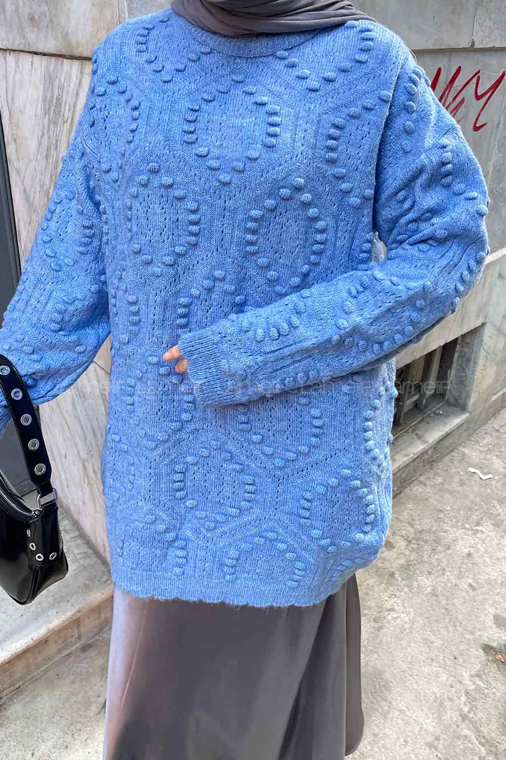Blue Medium Crew Neck Knitwear Tunic