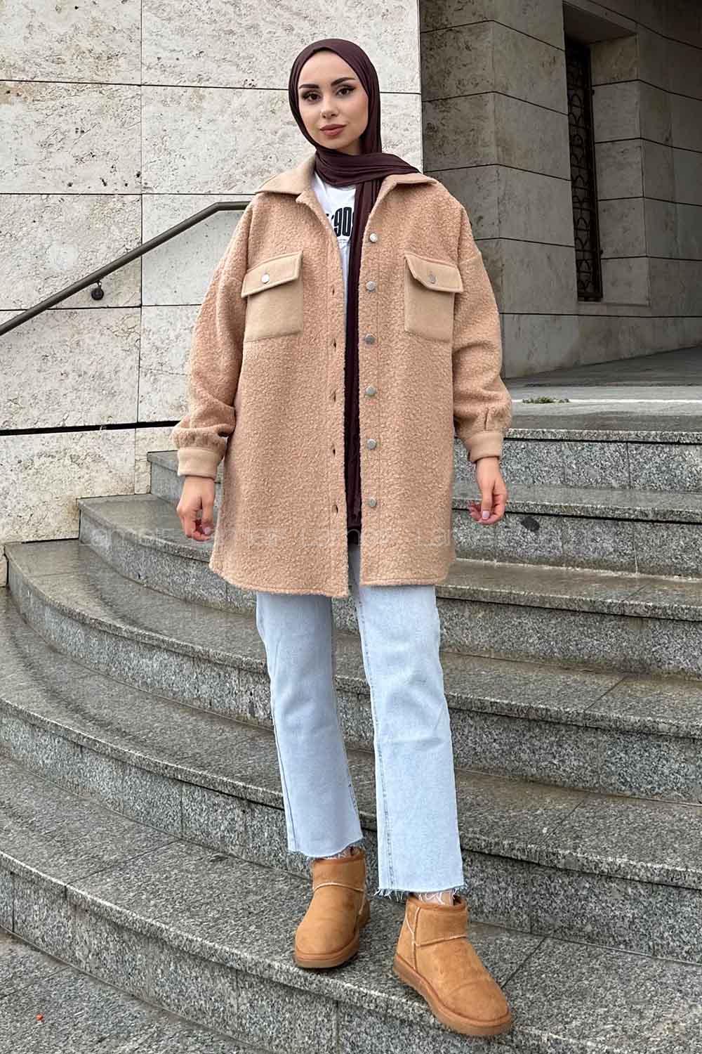 Mink Shirt Collar Long Arm Wool Unprinted Shirt