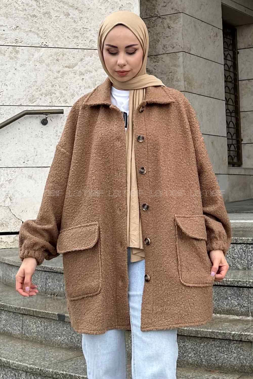 Modalamelif Kapak Cepli Kısa Gömlek Kahverengi