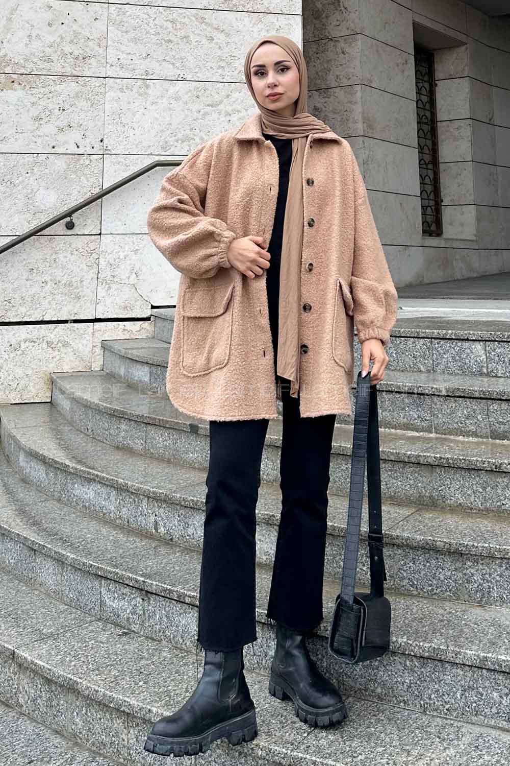 Mink Shirt Collar Long Arm Stamp Fabric Shirt