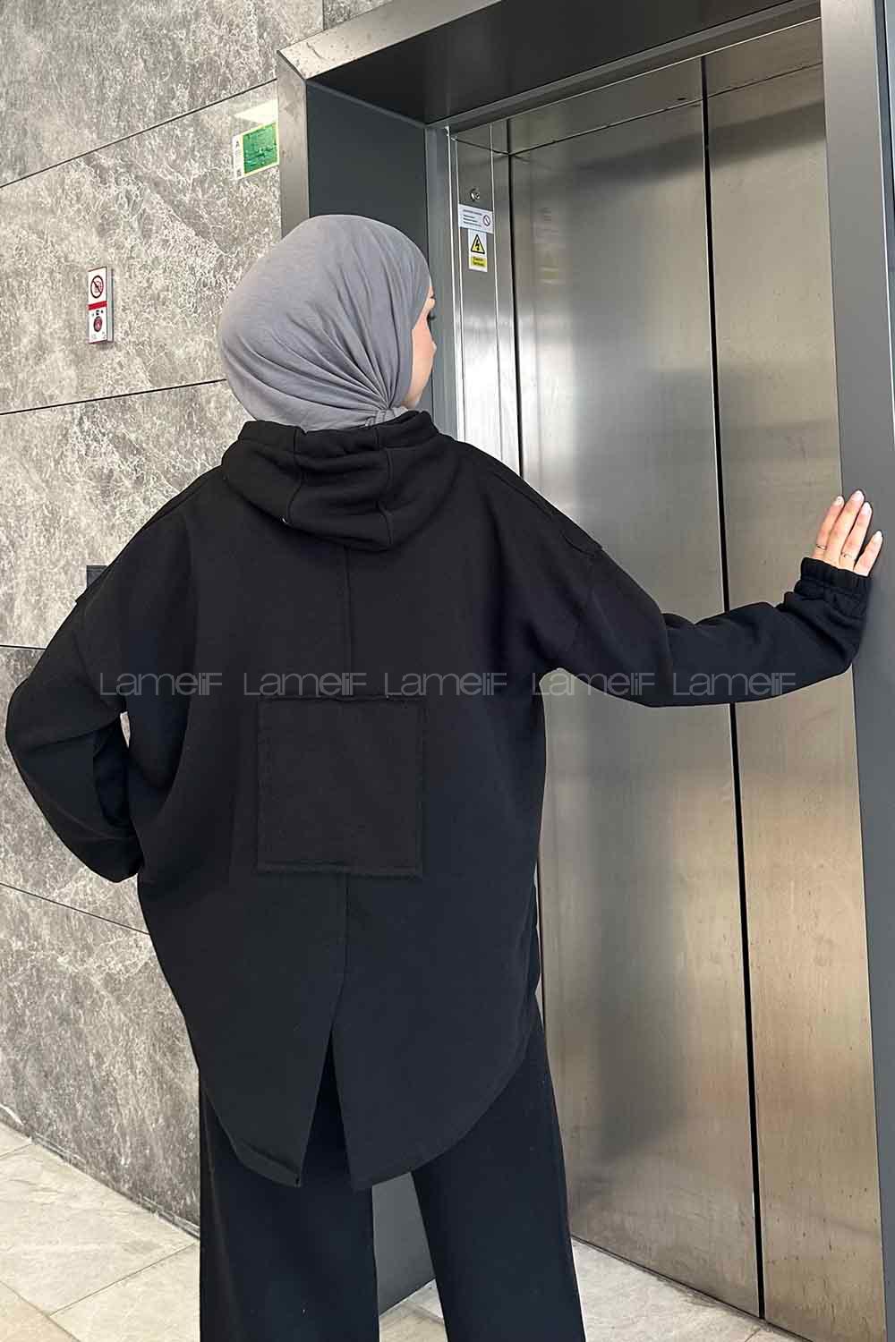 Lamelif  Baskılı Sweatshirt Siyah