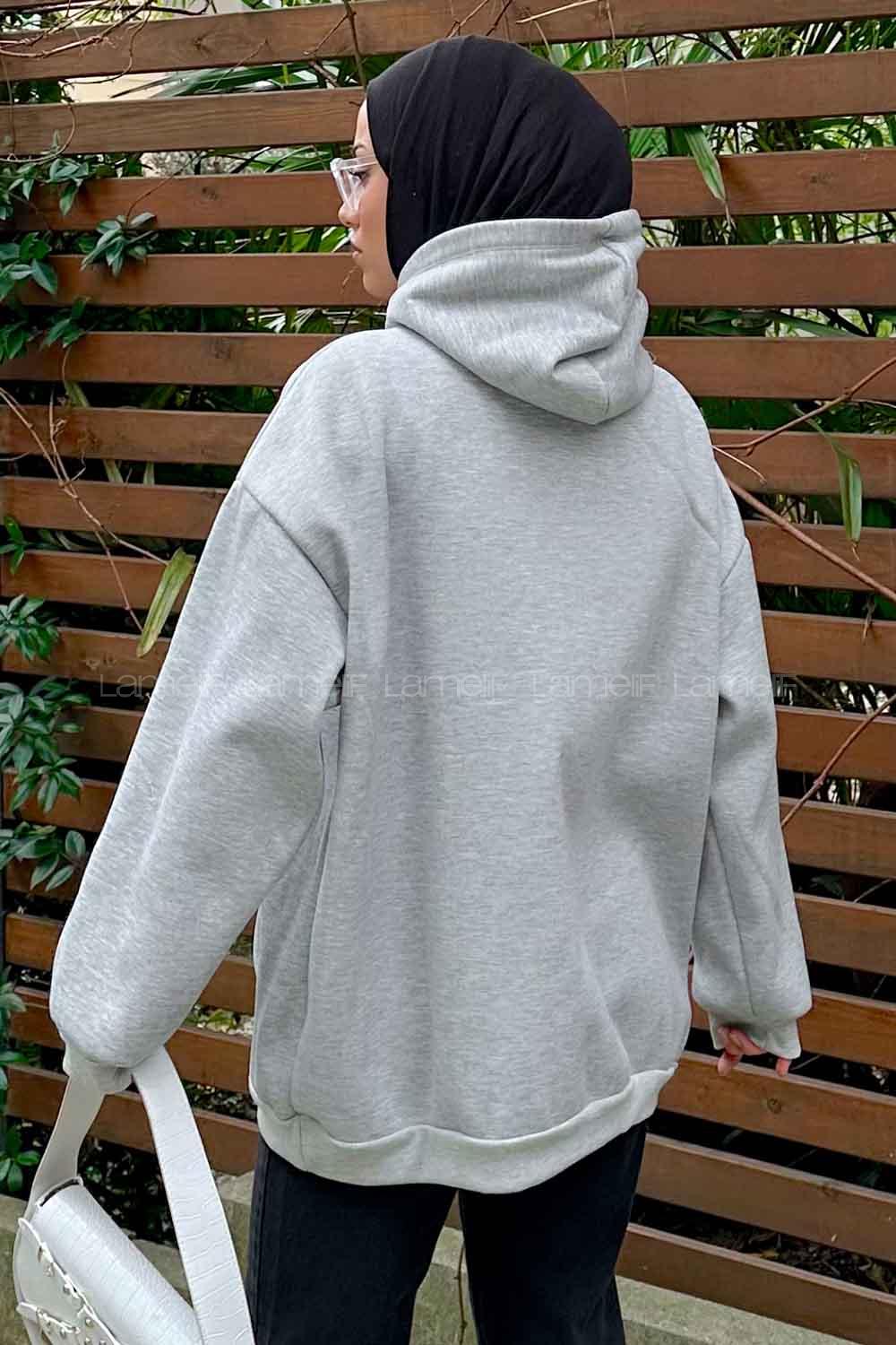 Lamelif Everlastıng Baskılı Sweatshirt Gri