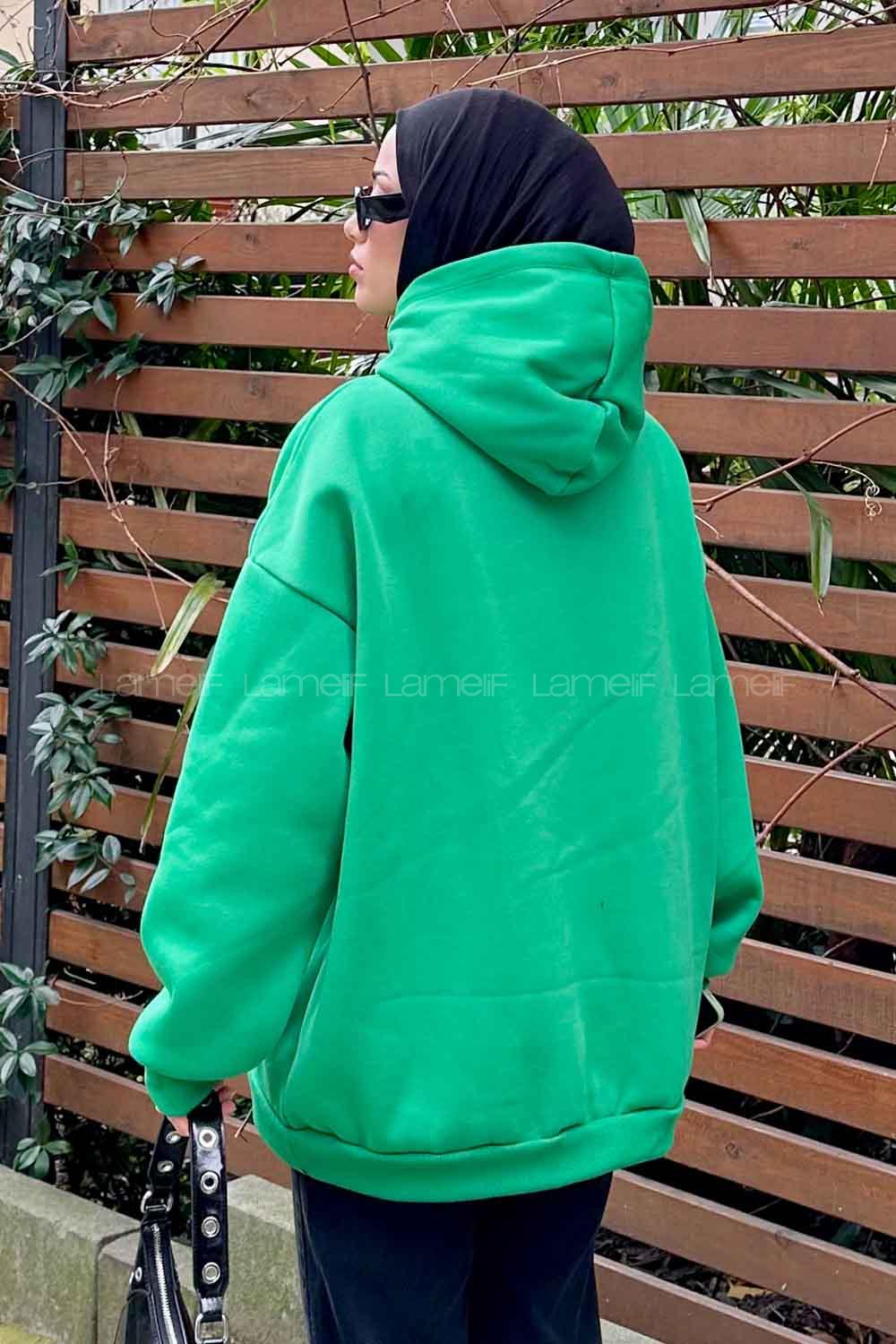 Lamelif Everlastıng Baskılı Sweatshirt Yeşil