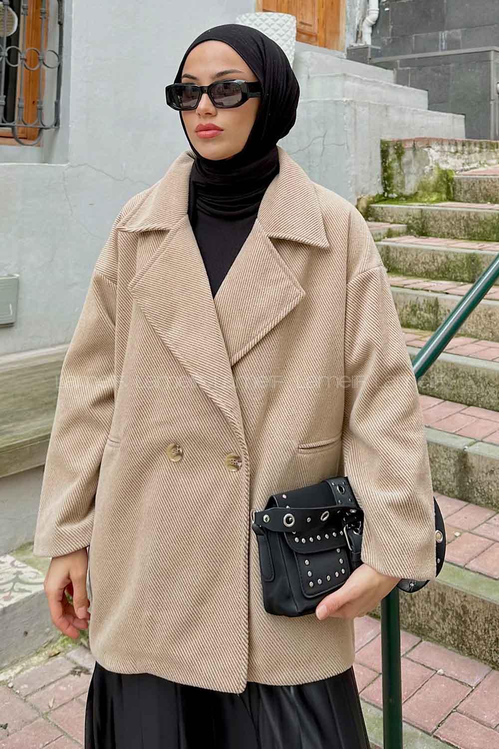 Modalamelif Kısa Kaşe Kaban Sütlü Kahve