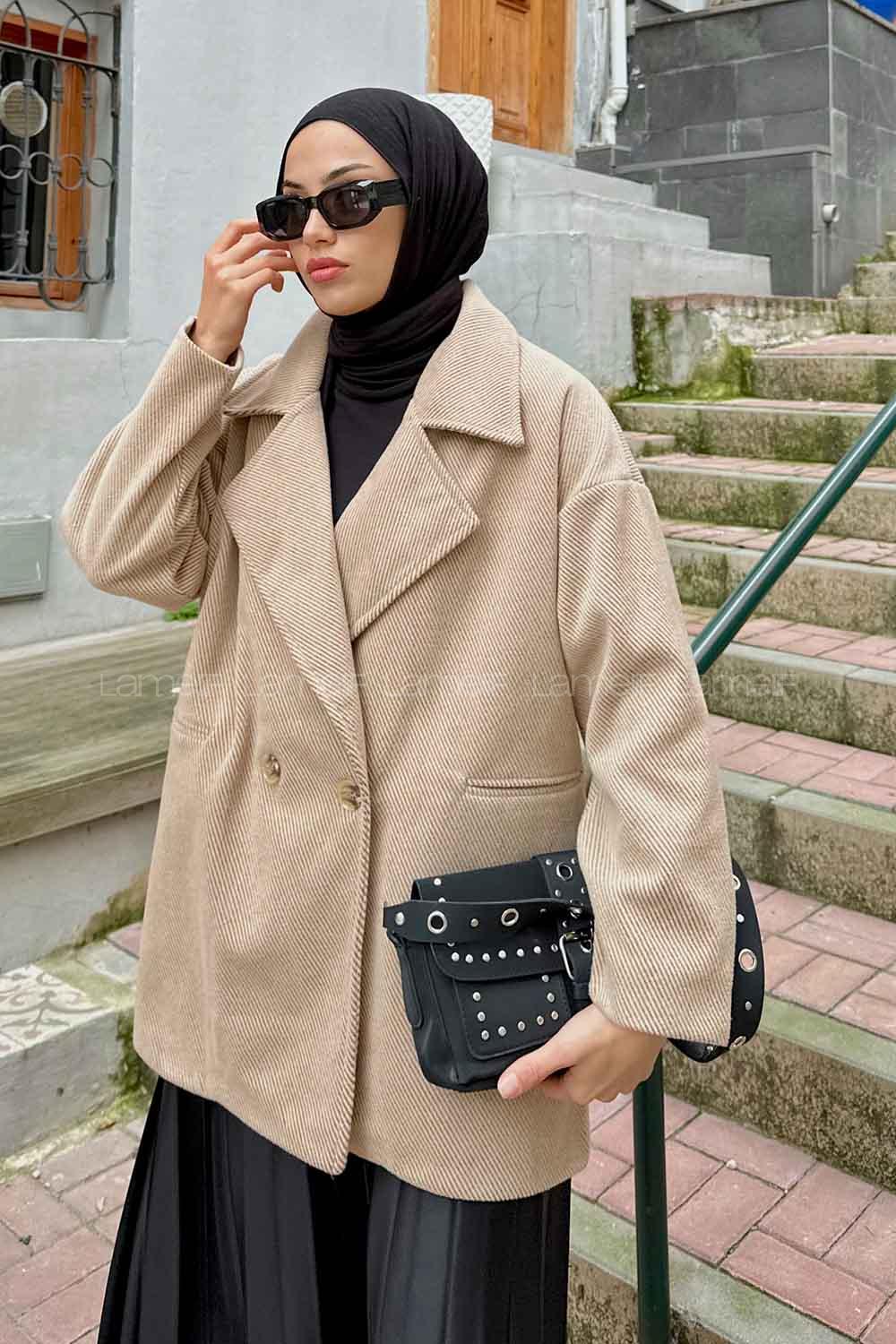 Modalamelif Kısa Kaşe Kaban Sütlü Kahve