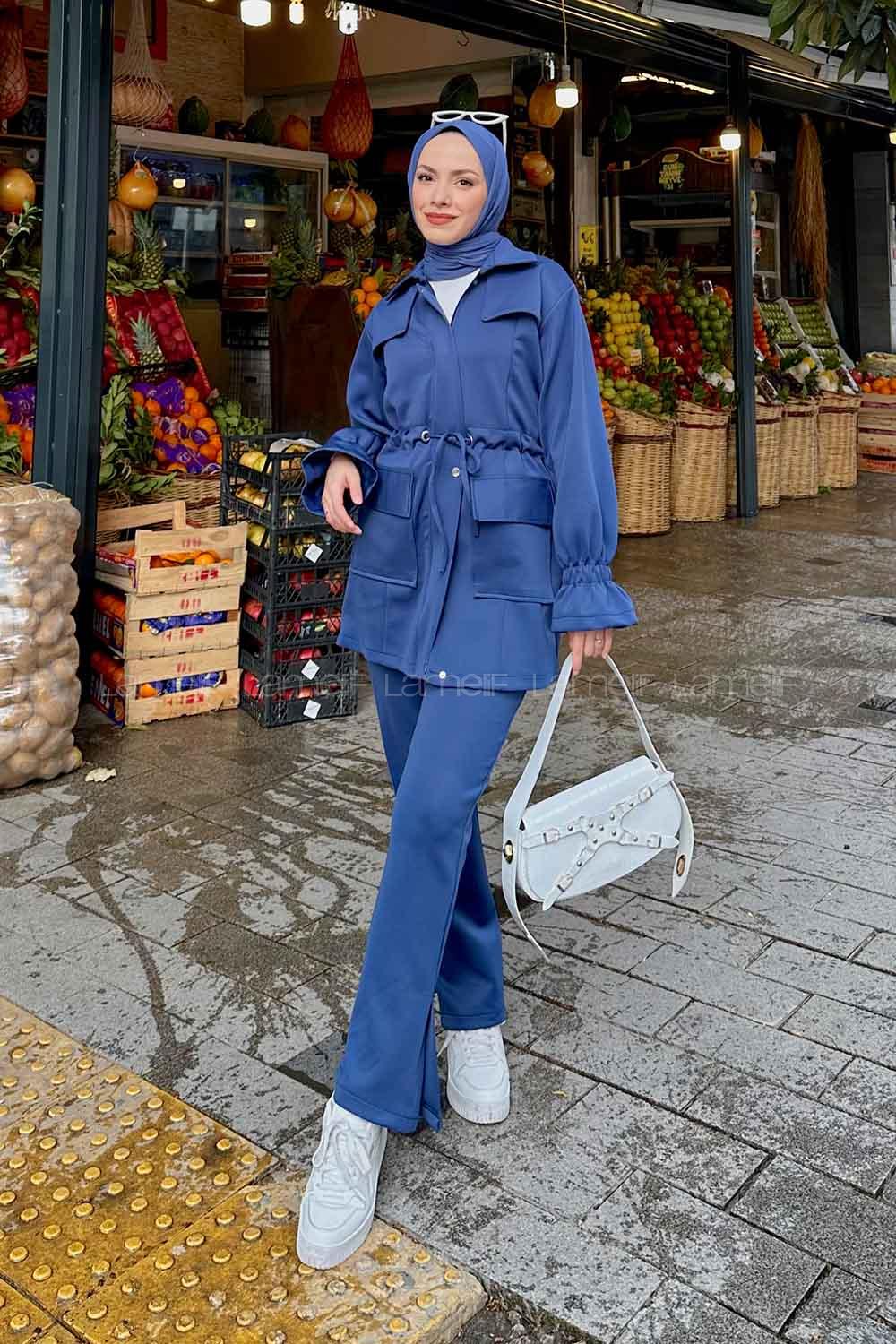 Indigo Shirt Collar Long Arm Cotton Fabric Parachute Fabric Comfortable Suit