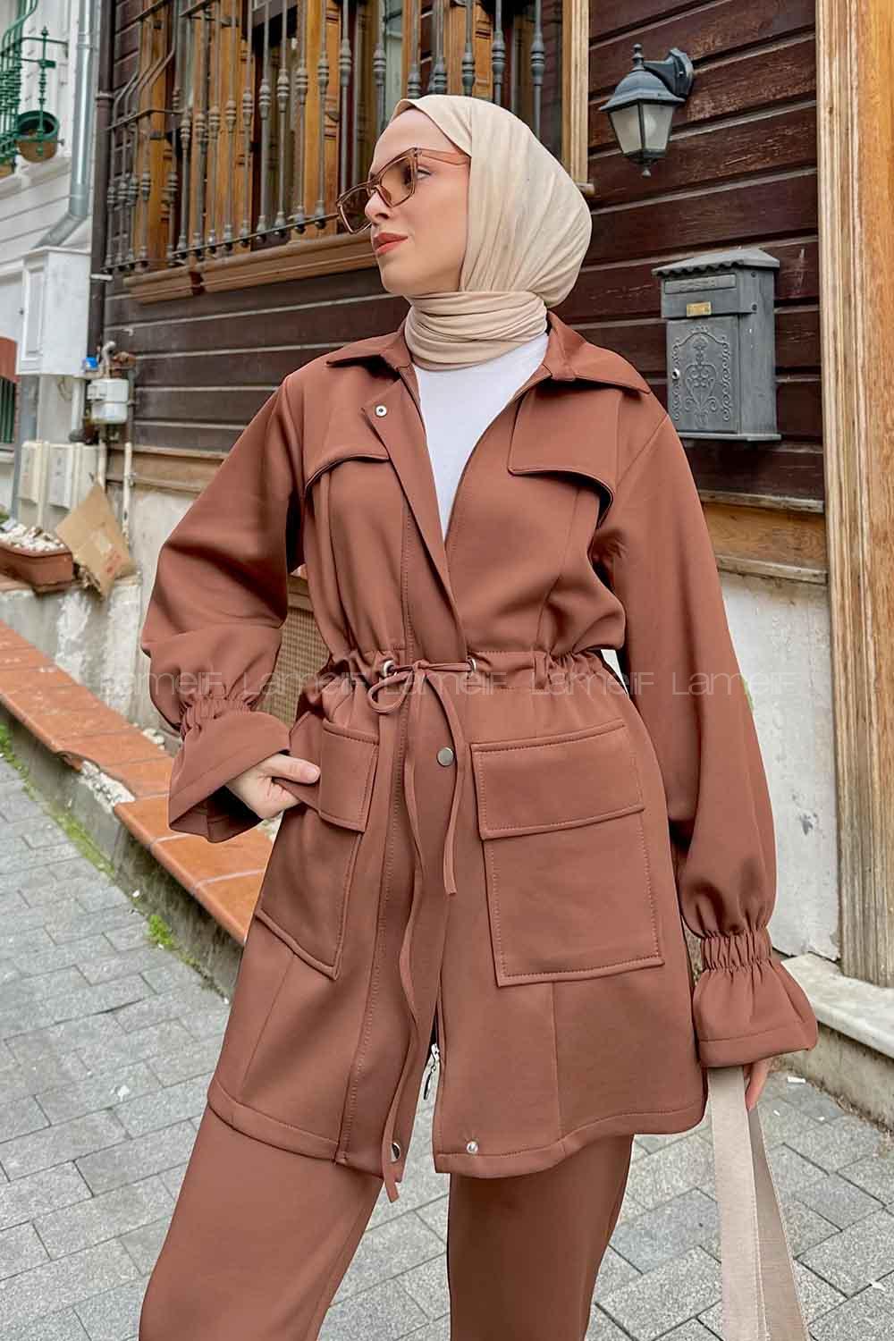 Brown Shirt Collar Long Arm Cotton Fabric Parachute Fabric Comfortable Suit