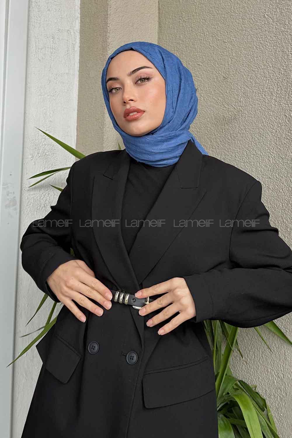 Lamelif Bambu Şal Kot Mavi