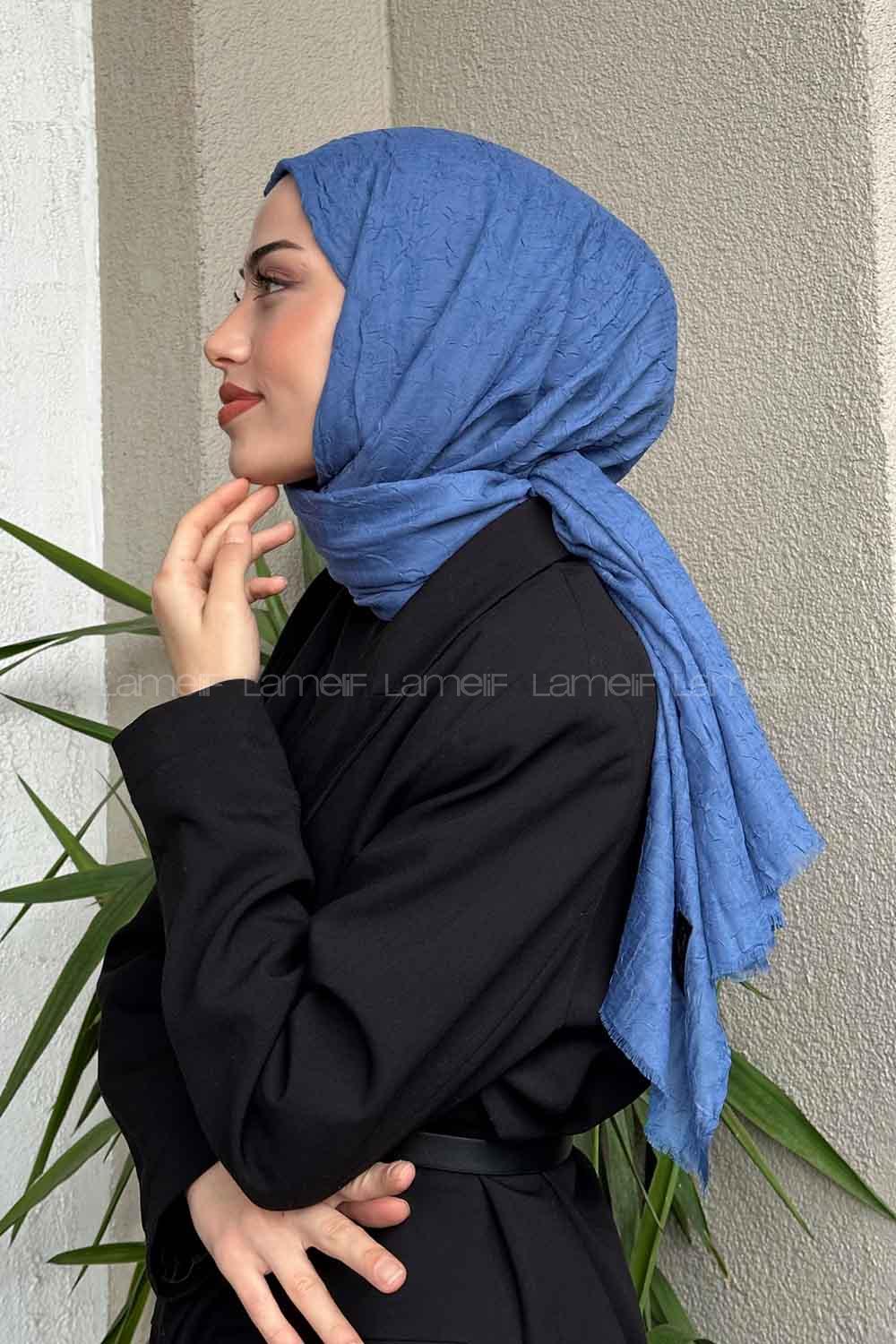 Lamelif Bambu Şal Kot Mavi